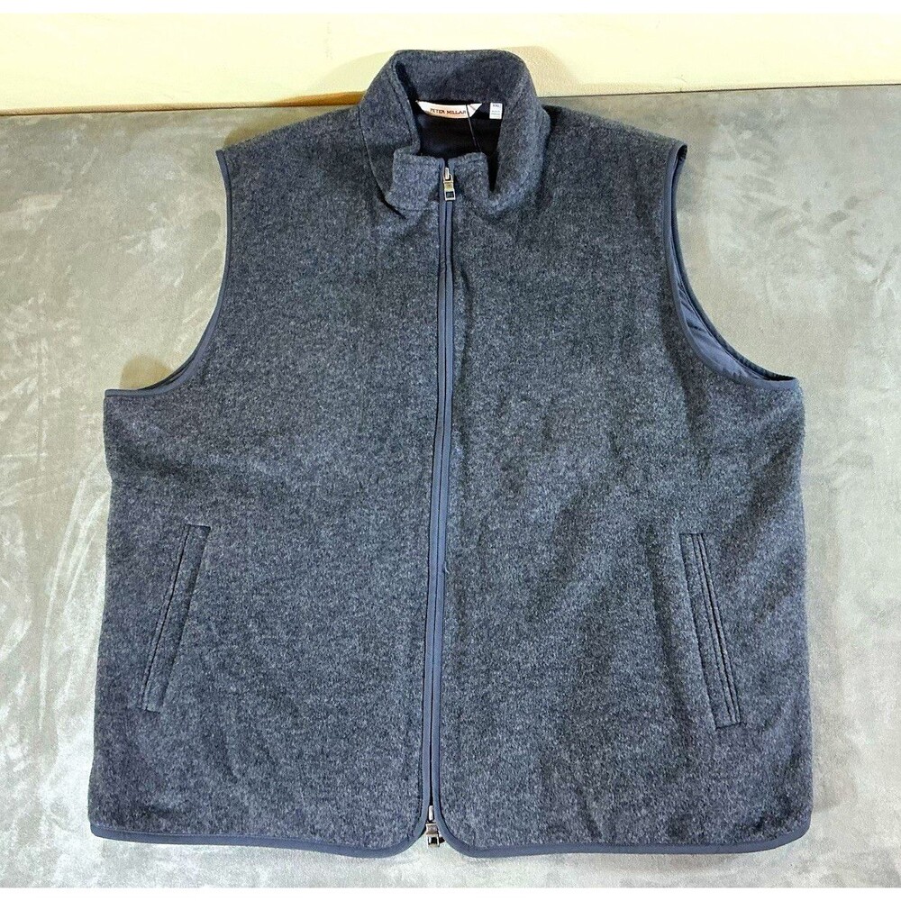 Peter Millar Crown Flex Full Zip Vest Stand-Up Collar Pocket Iron Gray Men’s XXL